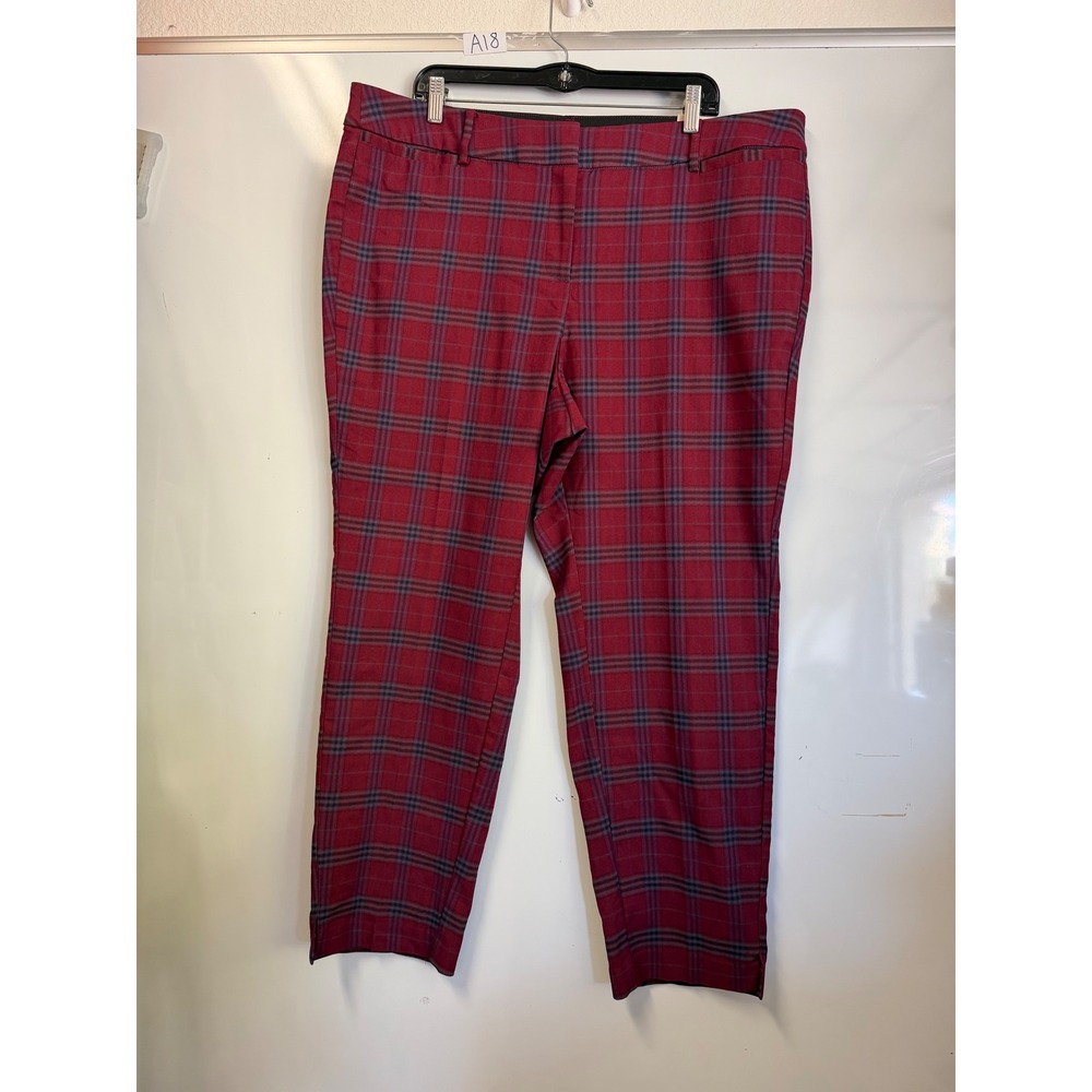 Lane Bryant The Slim Ankle Pants Red Blue Plaid Plus Size 20 Trousers Holiday
